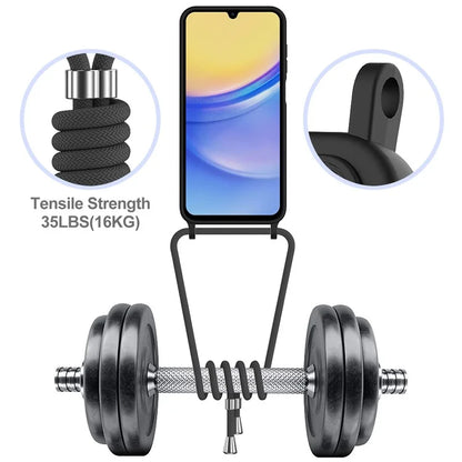 For Samsung Galaxy A05s 4G Case Card Slot Liquid Silicone Phone Cover with Lanyard