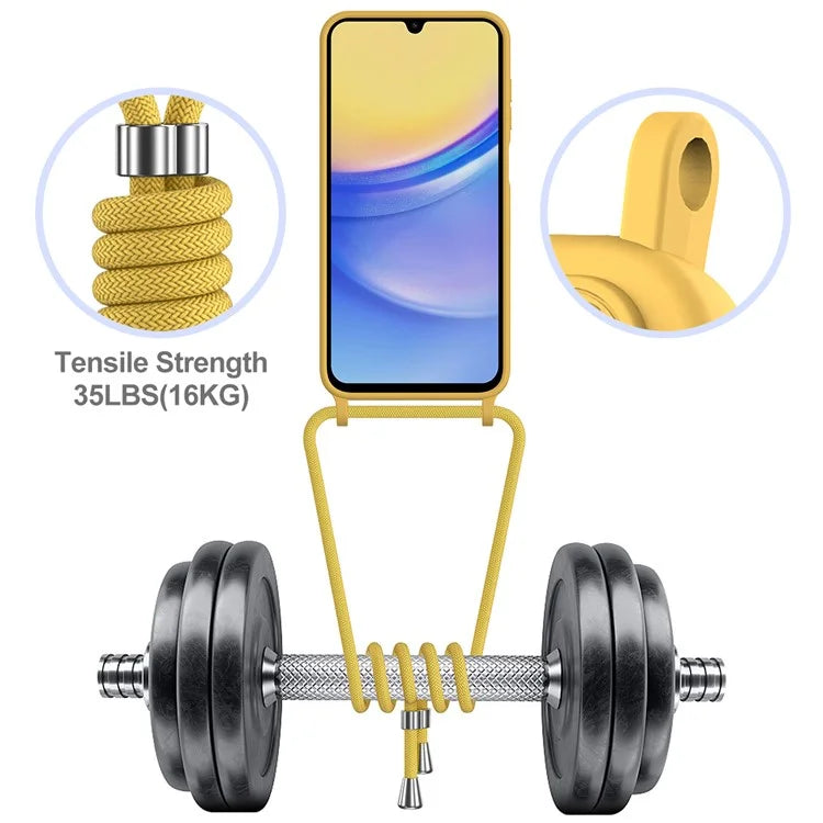 For Samsung Galaxy A05s 4G Case Card Slot Liquid Silicone Phone Cover with Lanyard