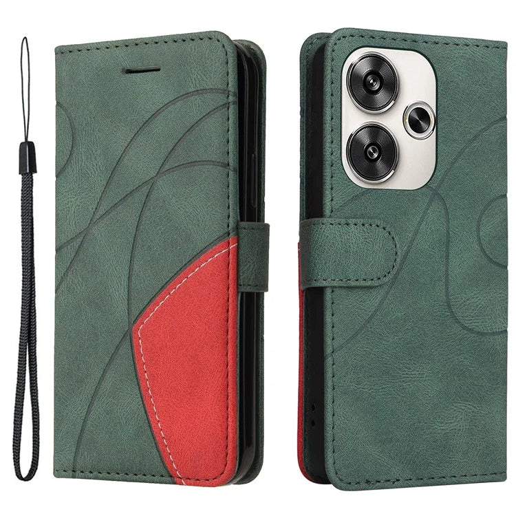 KT Leather Series-1 For Xiaomi Redmi Turbo 3 5G / Poco F6 5G Case Leather Phone Cover Color Splicing