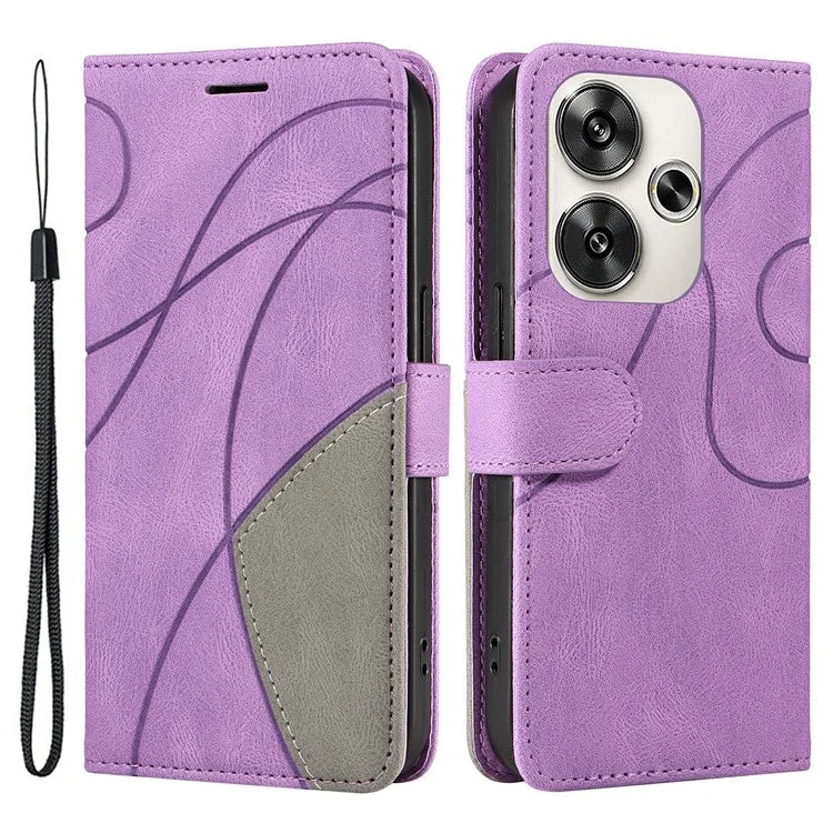 KT Leather Series-1 For Xiaomi Redmi Turbo 3 5G / Poco F6 5G Case Leather Phone Cover Color Splicing