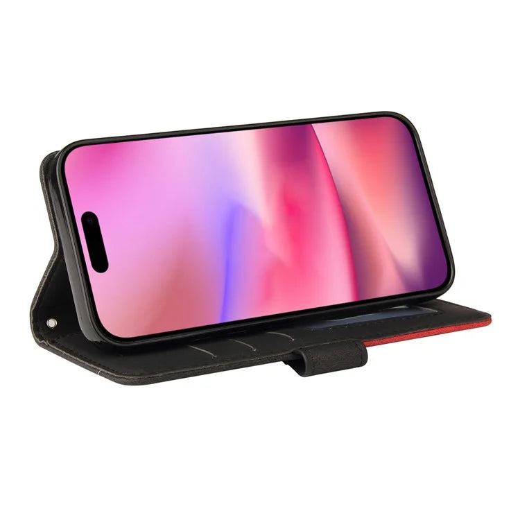 KT Leather Series-1 For iPhone 16 Case Color Splicing Wallet PU Leather Phone Cover