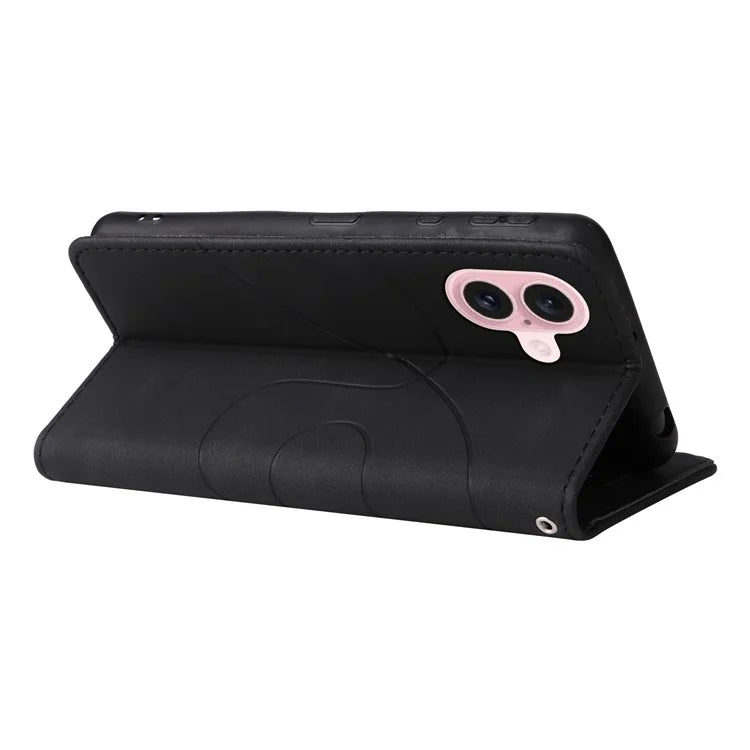 KT Leather Series-1 For iPhone 16 Case Color Splicing Wallet PU Leather Phone Cover