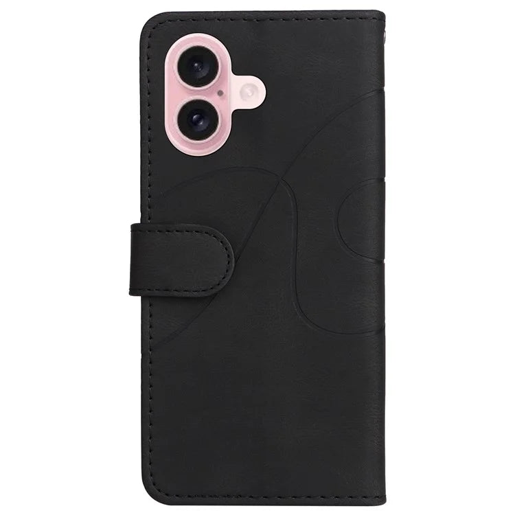 KT Leather Series-1 For iPhone 16 Case Color Splicing Wallet PU Leather Phone Cover