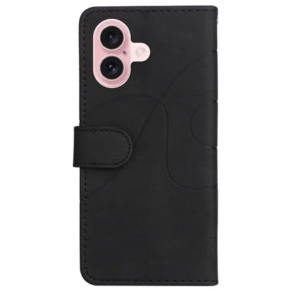 KT Leather Series-1 For iPhone 16 Case Color Splicing Wallet PU Leather Phone Cover