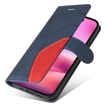 KT Leather Series-1 For iPhone 16 Case Color Splicing Wallet PU Leather Phone Cover
