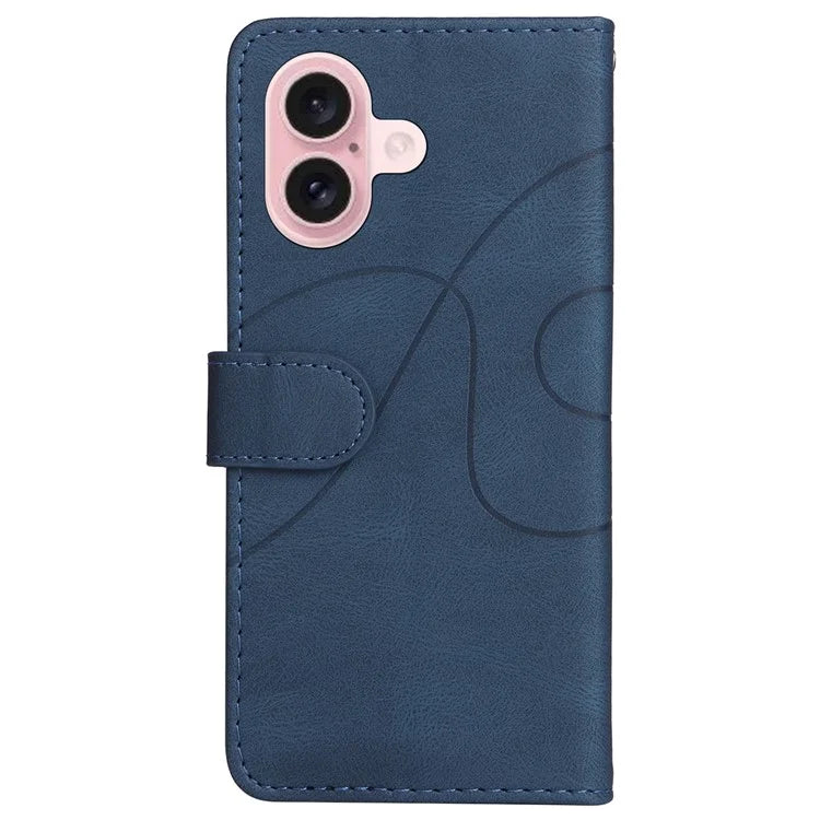 KT Leather Series-1 For iPhone 16 Case Color Splicing Wallet PU Leather Phone Cover
