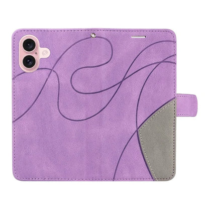 KT Leather Series-1 For iPhone 16 Case Color Splicing Wallet PU Leather Phone Cover