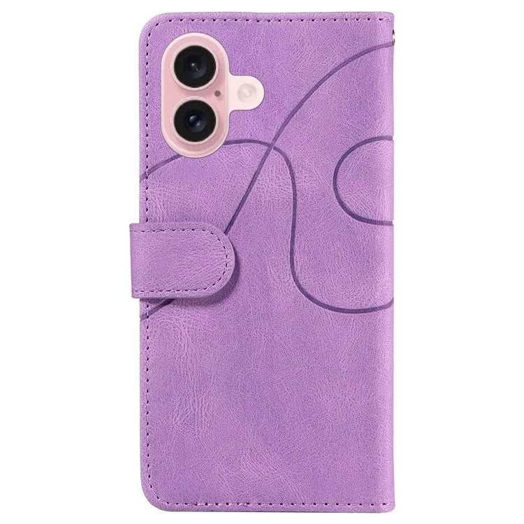 KT Leather Series-1 For iPhone 16 Case Color Splicing Wallet PU Leather Phone Cover