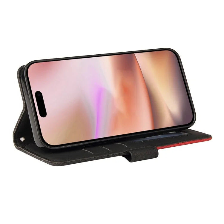 KT Leather Series-1 For iPhone 16 Plus Case Flip Folio Protective Phone Cover Two-Color Splicing