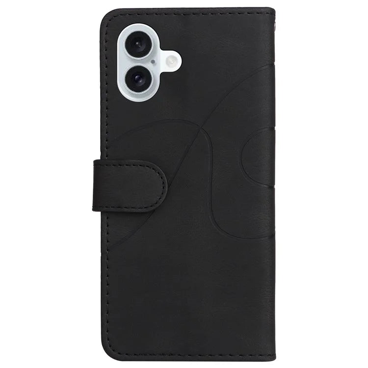 KT Leather Series-1 For iPhone 16 Plus Case Flip Folio Protective Phone Cover Two-Color Splicing