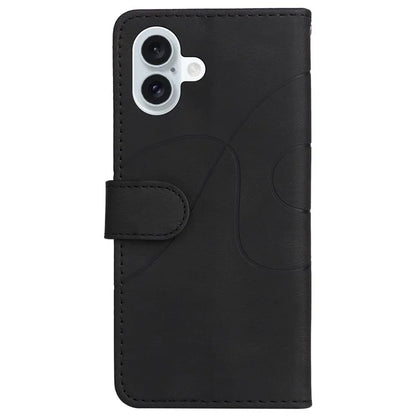 KT Leather Series-1 For iPhone 16 Plus Case Flip Folio Protective Phone Cover Two-Color Splicing