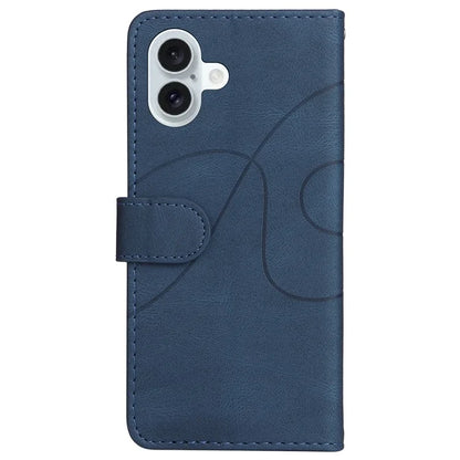 KT Leather Series-1 For iPhone 16 Plus Case Flip Folio Protective Phone Cover Two-Color Splicing