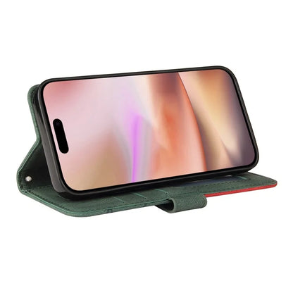 KT Leather Series-1 For iPhone 16 Plus Case Flip Folio Protective Phone Cover Two-Color Splicing