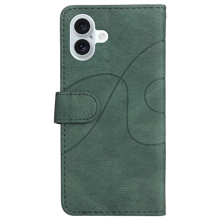 KT Leather Series-1 For iPhone 16 Plus Case Flip Folio Protective Phone Cover Two-Color Splicing