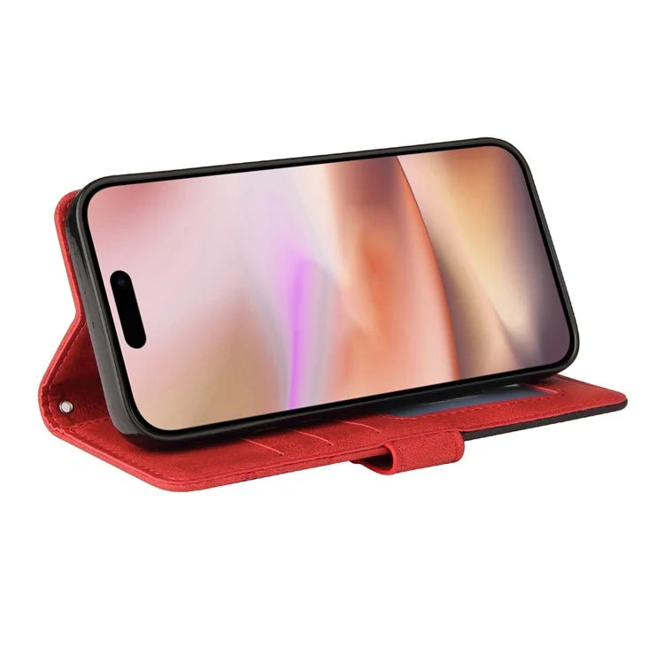 KT Leather Series-1 For iPhone 16 Plus Case Flip Folio Protective Phone Cover Two-Color Splicing