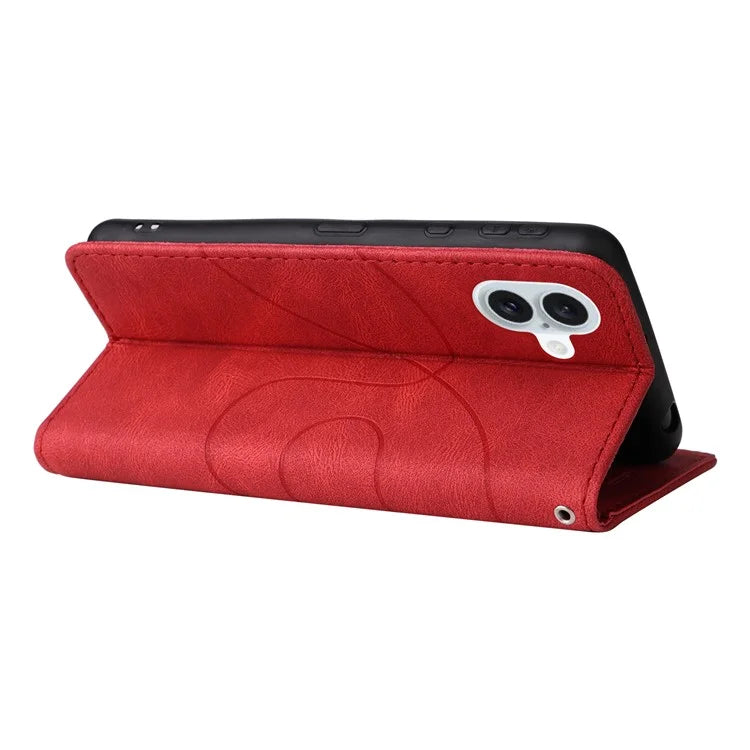 KT Leather Series-1 For iPhone 16 Plus Case Flip Folio Protective Phone Cover Two-Color Splicing