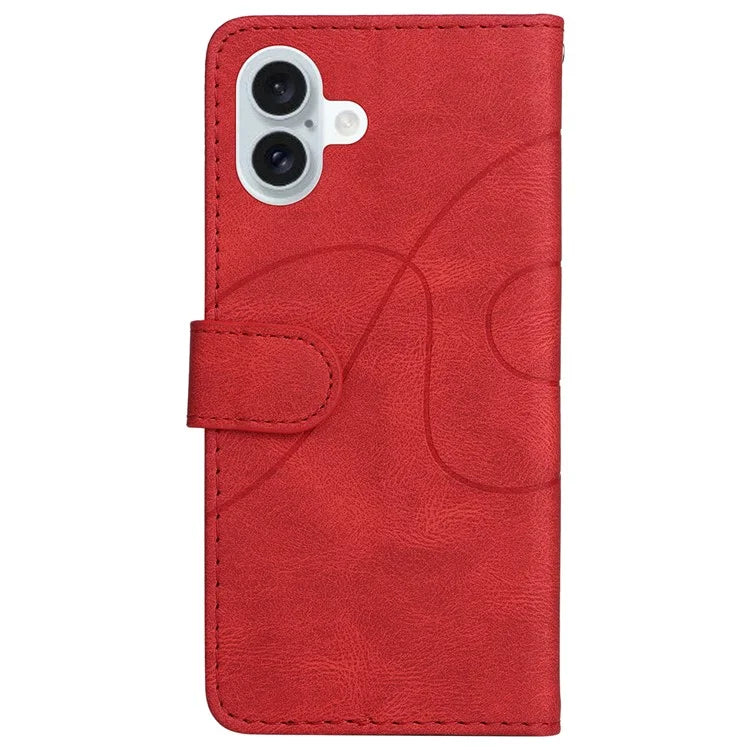 KT Leather Series-1 For iPhone 16 Plus Case Flip Folio Protective Phone Cover Two-Color Splicing