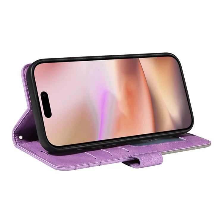 KT Leather Series-1 For iPhone 16 Plus Case Flip Folio Protective Phone Cover Two-Color Splicing
