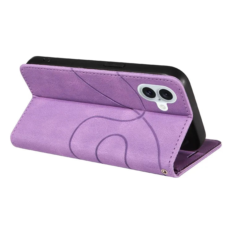 KT Leather Series-1 For iPhone 16 Plus Case Flip Folio Protective Phone Cover Two-Color Splicing