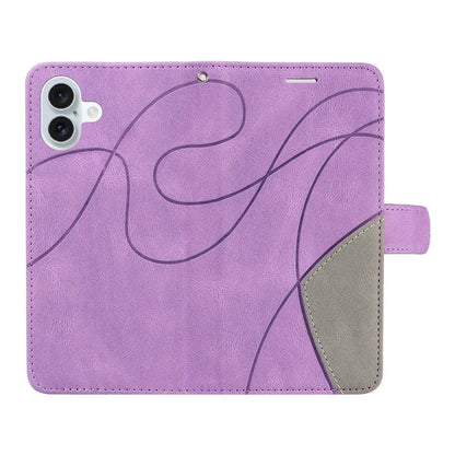 KT Leather Series-1 For iPhone 16 Plus Case Flip Folio Protective Phone Cover Two-Color Splicing