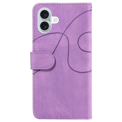KT Leather Series-1 For iPhone 16 Plus Case Flip Folio Protective Phone Cover Two-Color Splicing