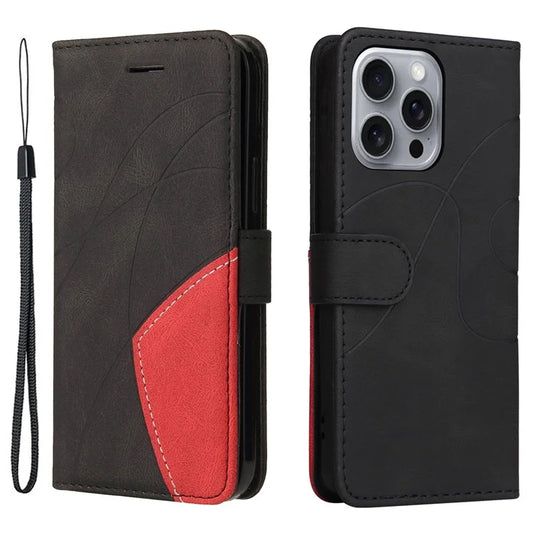 KT Leather Series-1 For iPhone 16 Pro Max Case Color Splicing Stand Phone Cover with Card Holder