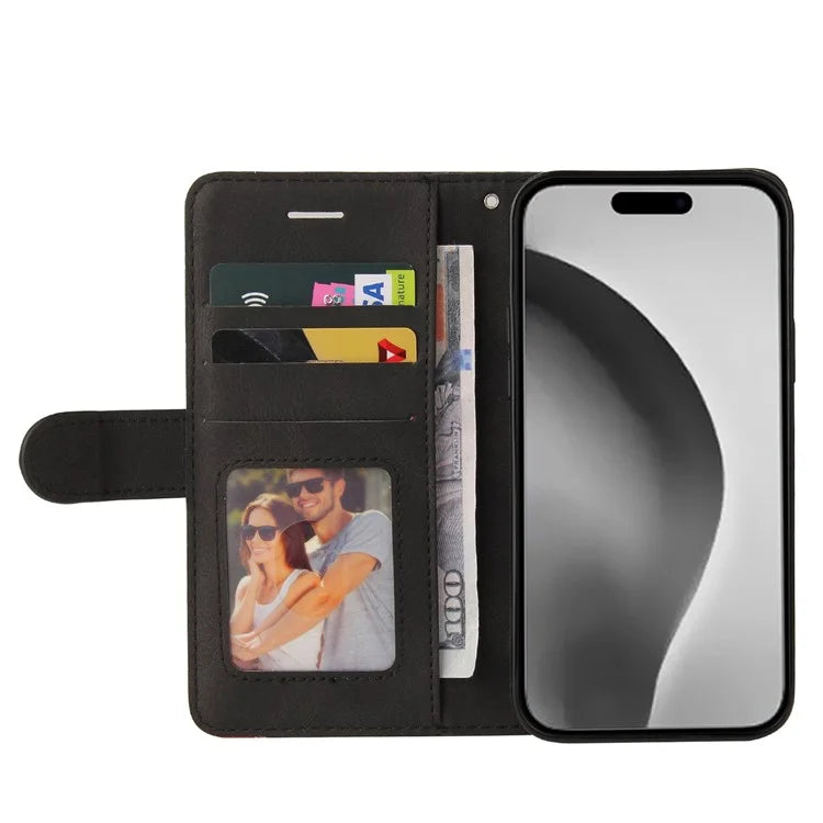 KT Leather Series-1 For iPhone 16 Pro Max Case Color Splicing Stand Phone Cover with Card Holder