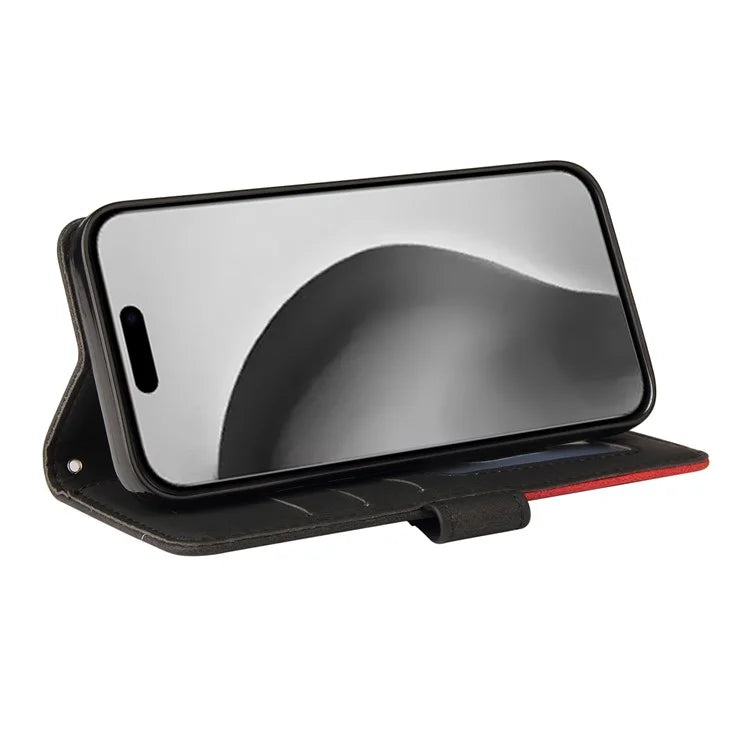 KT Leather Series-1 For iPhone 16 Pro Max Case Color Splicing Stand Phone Cover with Card Holder