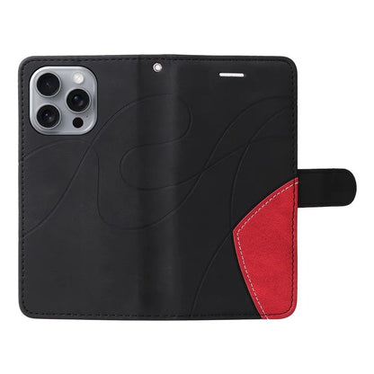 KT Leather Series-1 For iPhone 16 Pro Max Case Color Splicing Stand Phone Cover with Card Holder