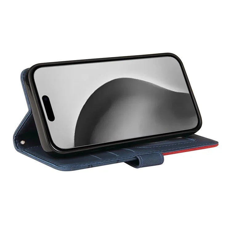 KT Leather Series-1 For iPhone 16 Pro Max Case Color Splicing Stand Phone Cover with Card Holder