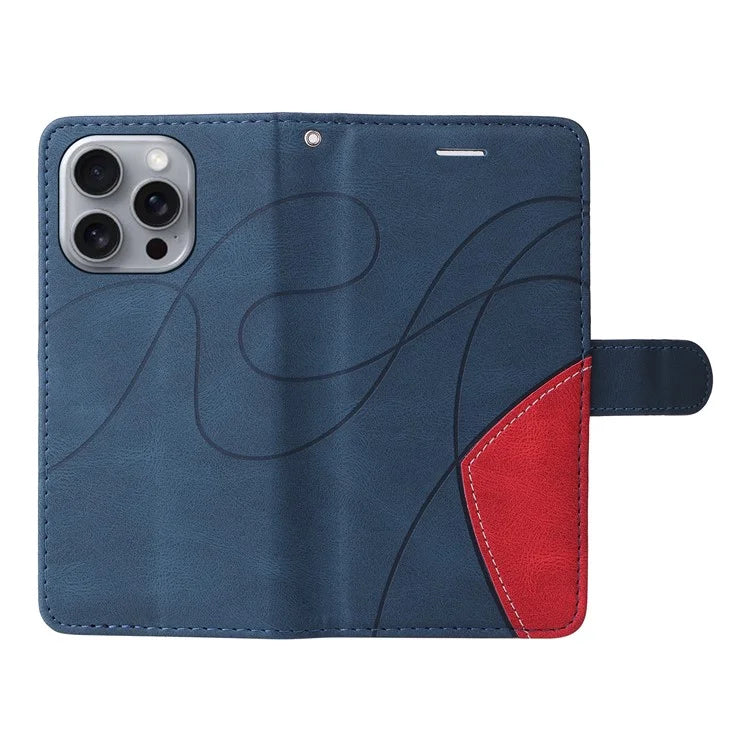KT Leather Series-1 For iPhone 16 Pro Max Case Color Splicing Stand Phone Cover with Card Holder