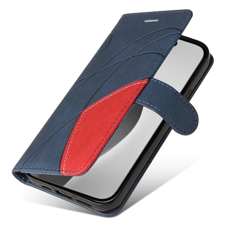 KT Leather Series-1 For iPhone 16 Pro Max Case Color Splicing Stand Phone Cover with Card Holder
