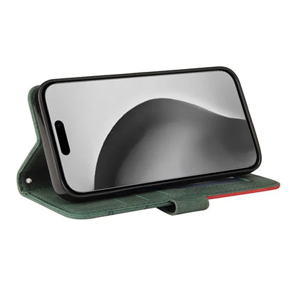 KT Leather Series-1 For iPhone 16 Pro Max Case Color Splicing Stand Phone Cover with Card Holder