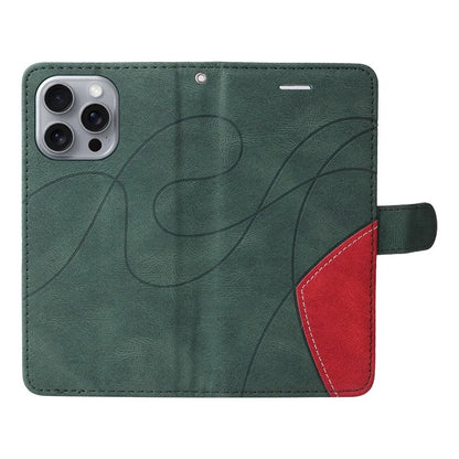 KT Leather Series-1 For iPhone 16 Pro Max Case Color Splicing Stand Phone Cover with Card Holder