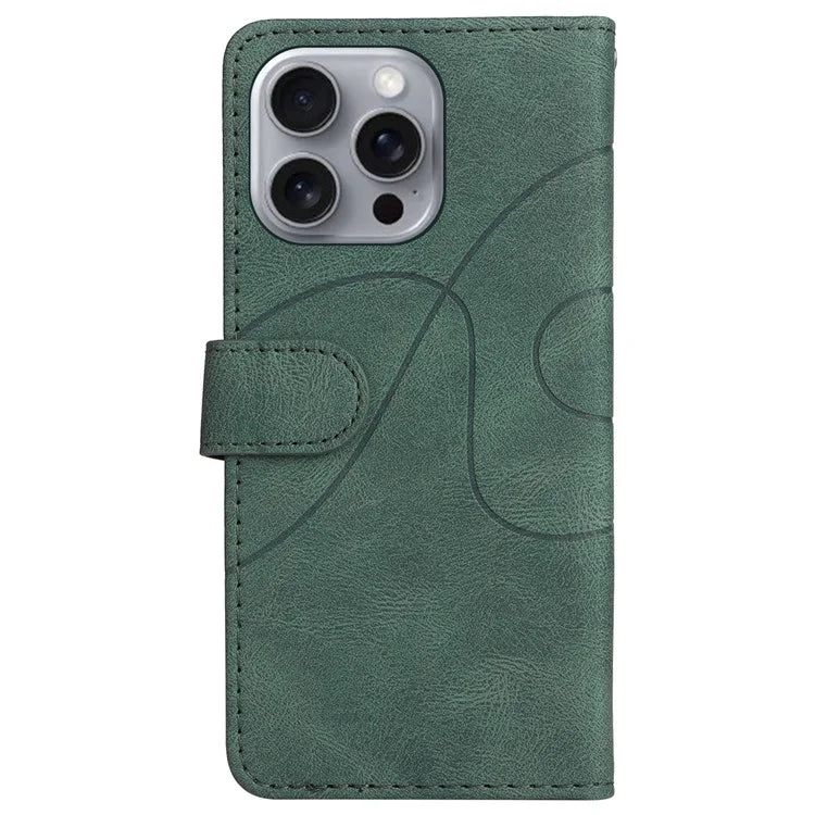KT Leather Series-1 For iPhone 16 Pro Max Case Color Splicing Stand Phone Cover with Card Holder