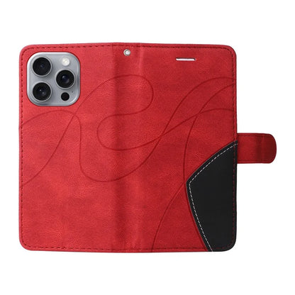 KT Leather Series-1 For iPhone 16 Pro Max Case Color Splicing Stand Phone Cover with Card Holder