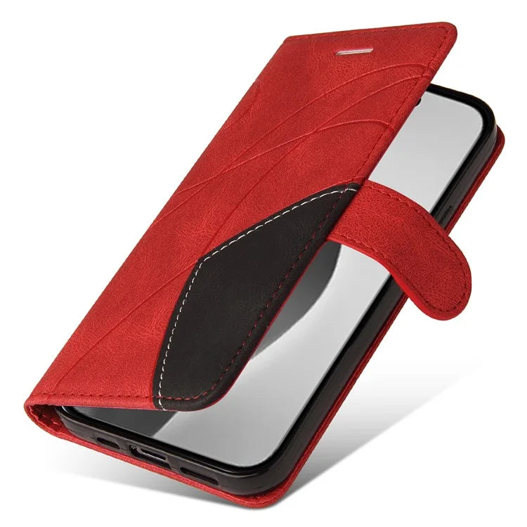 KT Leather Series-1 For iPhone 16 Pro Max Case Color Splicing Stand Phone Cover with Card Holder