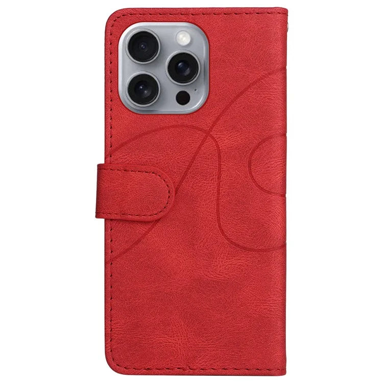 KT Leather Series-1 For iPhone 16 Pro Max Case Color Splicing Stand Phone Cover with Card Holder