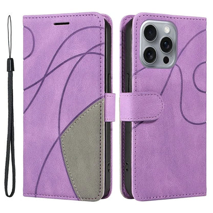 KT Leather Series-1 For iPhone 16 Pro Max Case Color Splicing Stand Phone Cover with Card Holder
