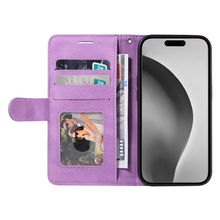 KT Leather Series-1 For iPhone 16 Pro Max Case Color Splicing Stand Phone Cover with Card Holder