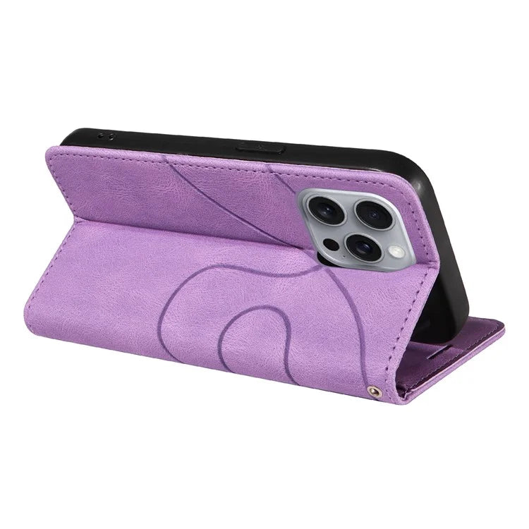 KT Leather Series-1 For iPhone 16 Pro Max Case Color Splicing Stand Phone Cover with Card Holder