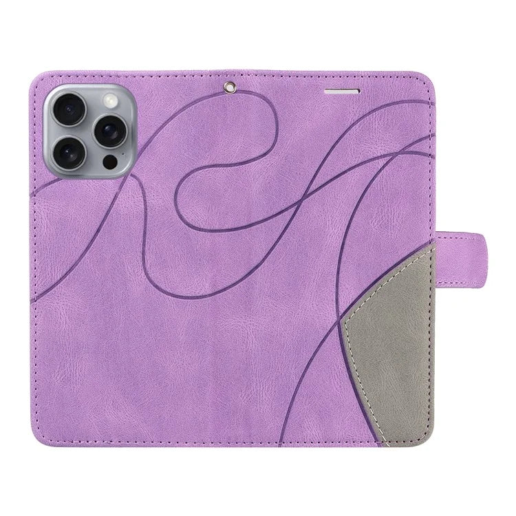 KT Leather Series-1 For iPhone 16 Pro Max Case Color Splicing Stand Phone Cover with Card Holder