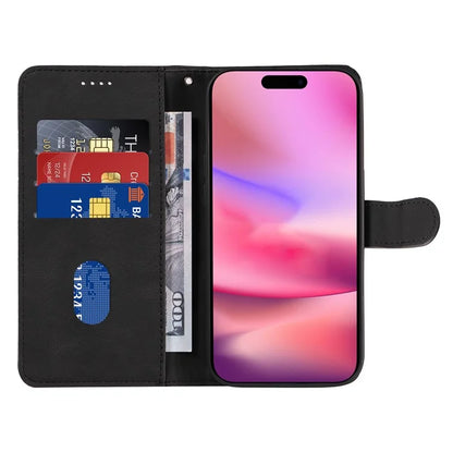 For iPhone 16 Case Flip PU Leather Phone Cover with Curved Line