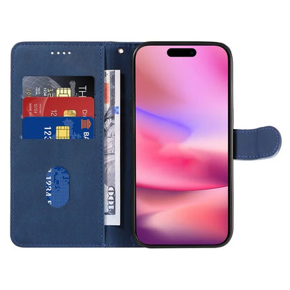 For iPhone 16 Case Flip PU Leather Phone Cover with Curved Line