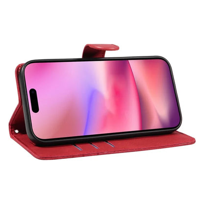 For iPhone 16 Case Flip PU Leather Phone Cover with Curved Line