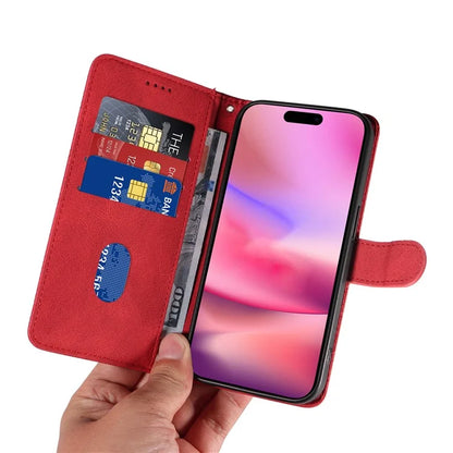 For iPhone 16 Case Flip PU Leather Phone Cover with Curved Line