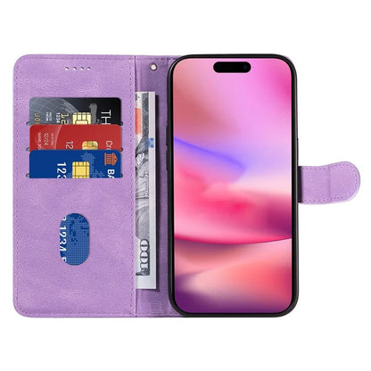 For iPhone 16 Case Flip PU Leather Phone Cover with Curved Line
