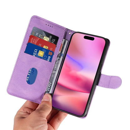 For iPhone 16 Case Flip PU Leather Phone Cover with Curved Line