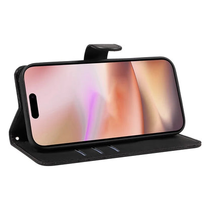 For iPhone 16 Plus Case Curved Line Imprint Leather Wallet Stand Phone Cover