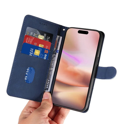 For iPhone 16 Plus Case Curved Line Imprint Leather Wallet Stand Phone Cover